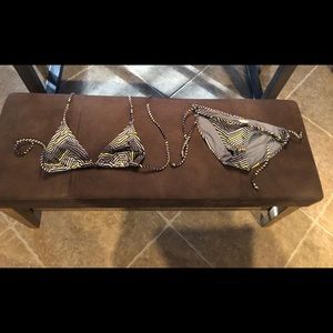 Triangle top bikini with side tied bottoms